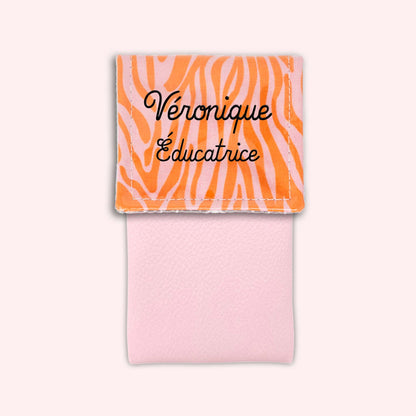 Pochette aimantée Zèbre Rose