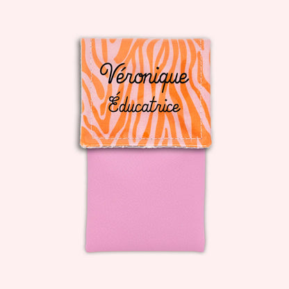Pochette aimantée Zèbre Rose