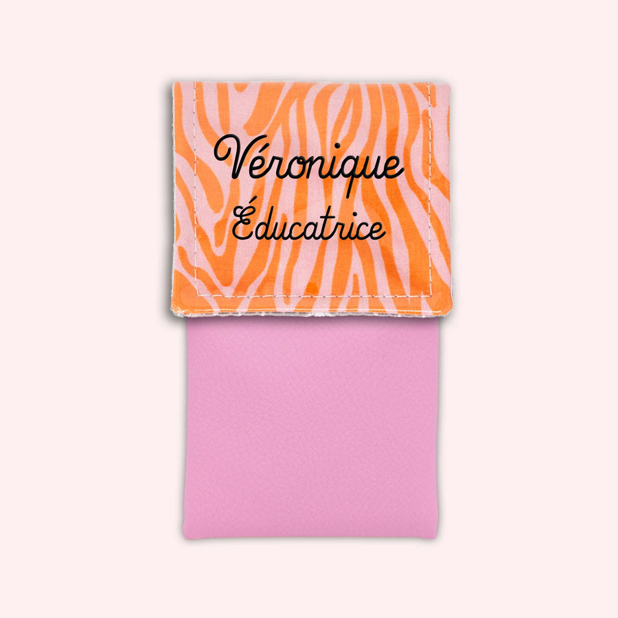 Pochette aimantée Zèbre Rose