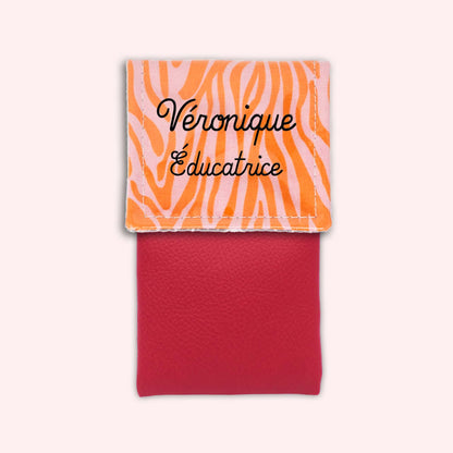 Pochette aimantée Zèbre Rose