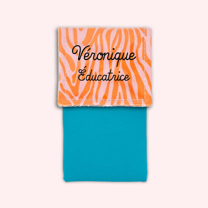 Pochette aimantée Zèbre Rose