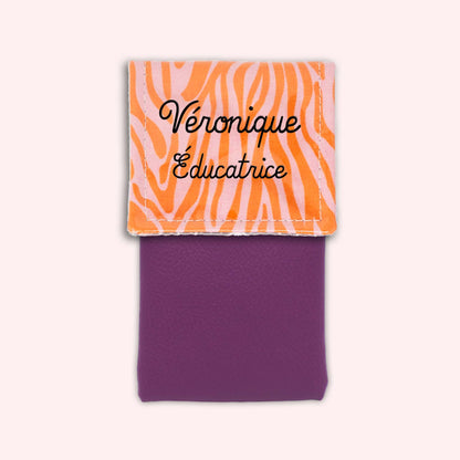 Pochette aimantée Zèbre Rose