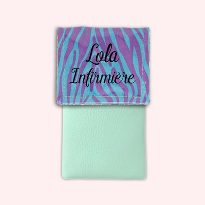 Pochette aimantée Zèbre Turquoise