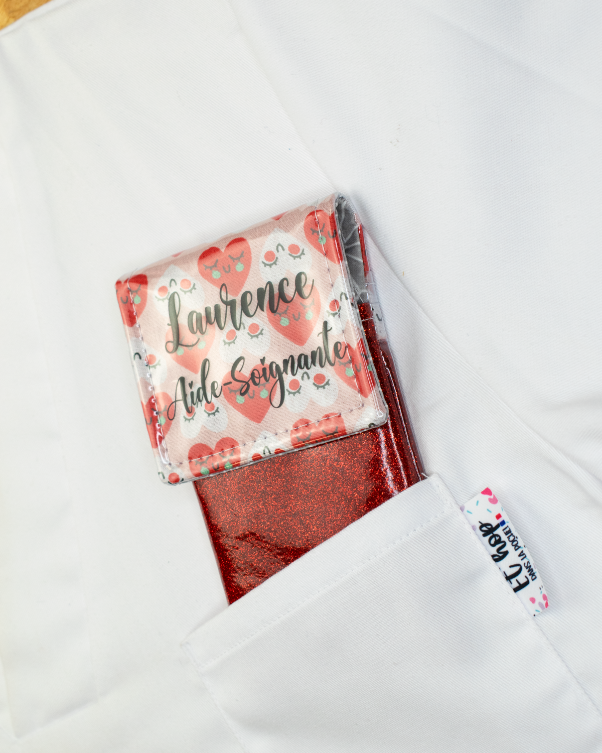 Pochette aimantée Coeurs Rouge et Blanc
