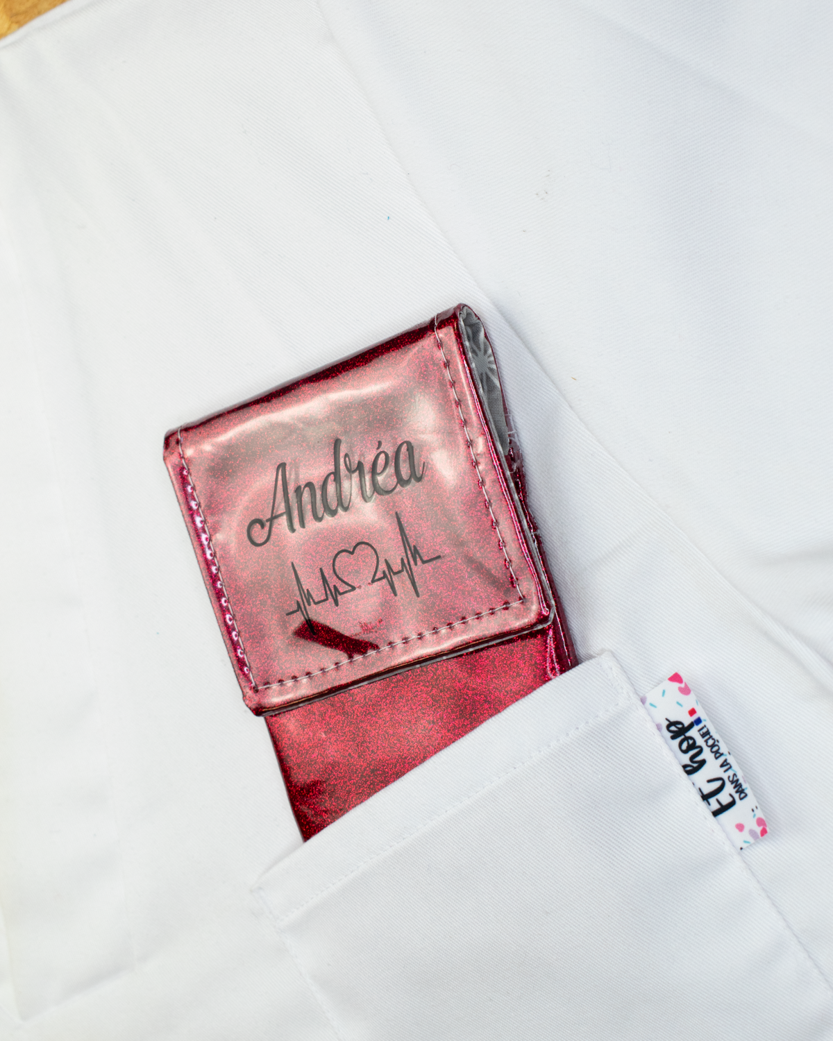 Pochette bicolore rabat Framboise paillette