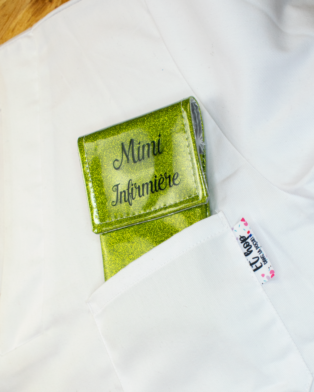 Two-tone green glitter flap pouch
