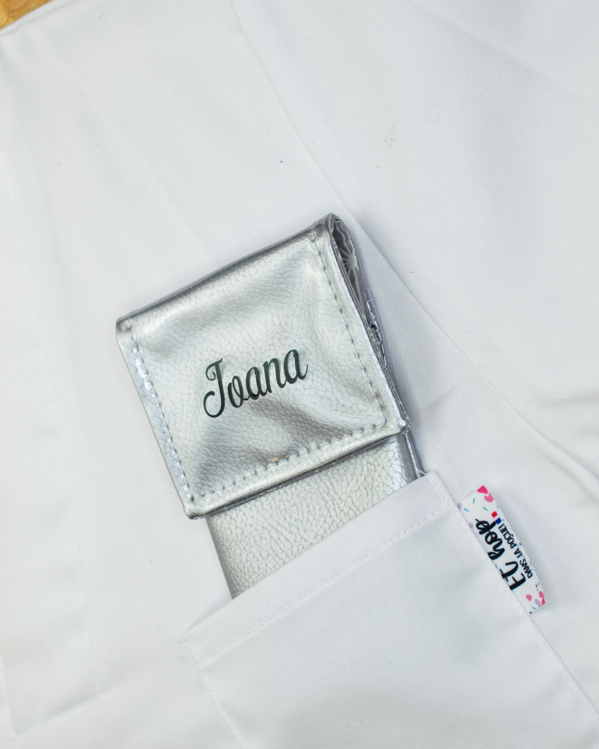 Two-tone silver flap pouch