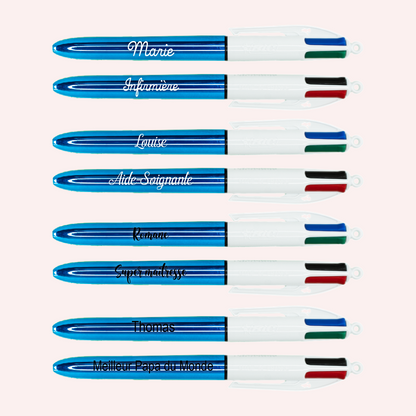 Stylo BIC 4 couleurs Shine Bleu