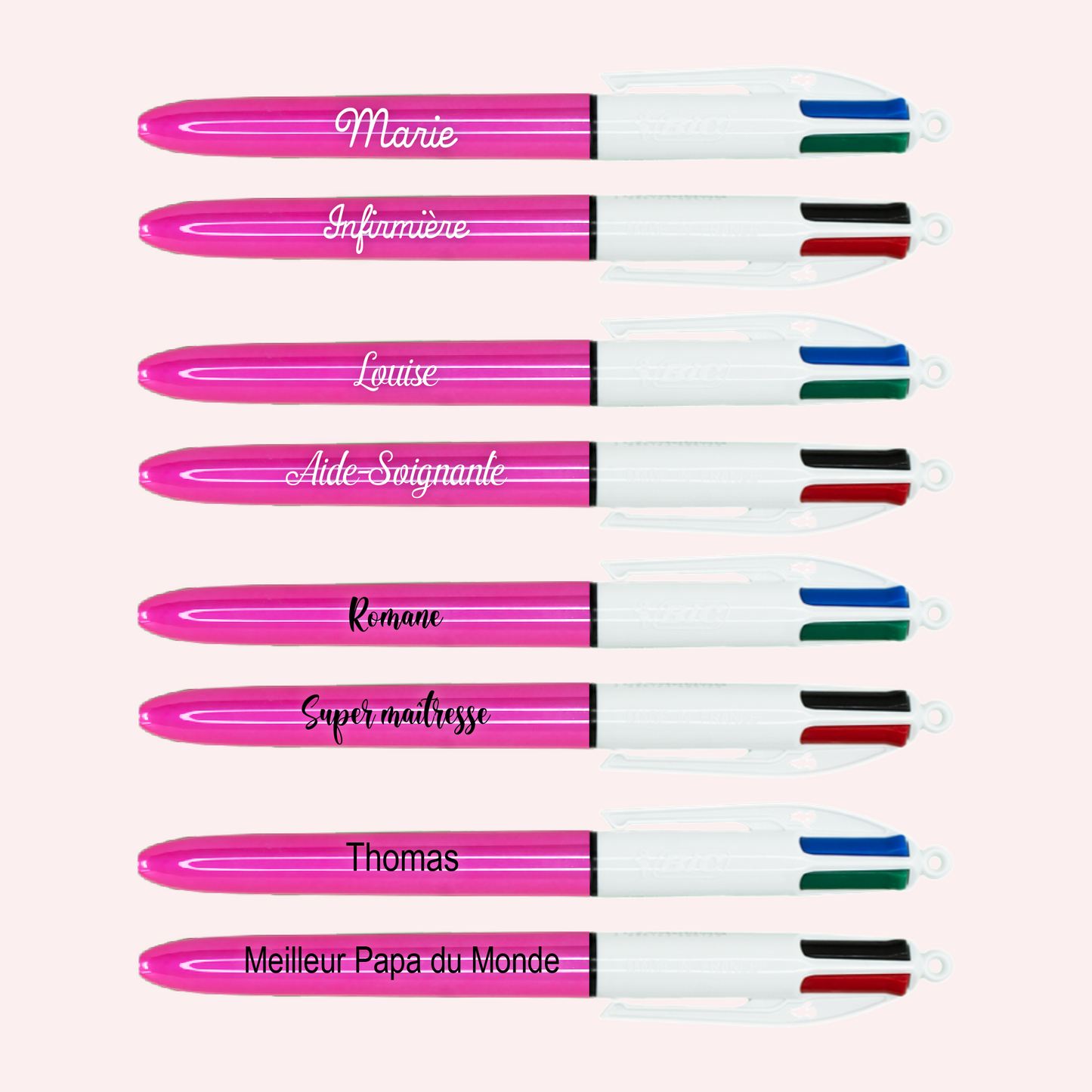 Stylo BIC 4 couleurs Shine Rose