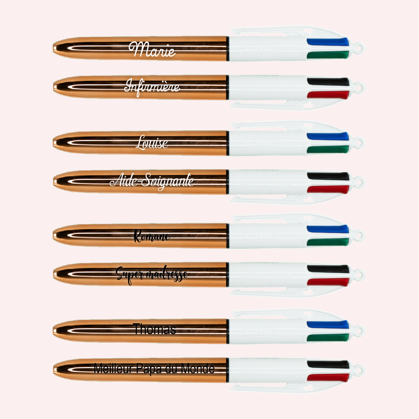Stylo BIC 4 couleurs Rose Gold