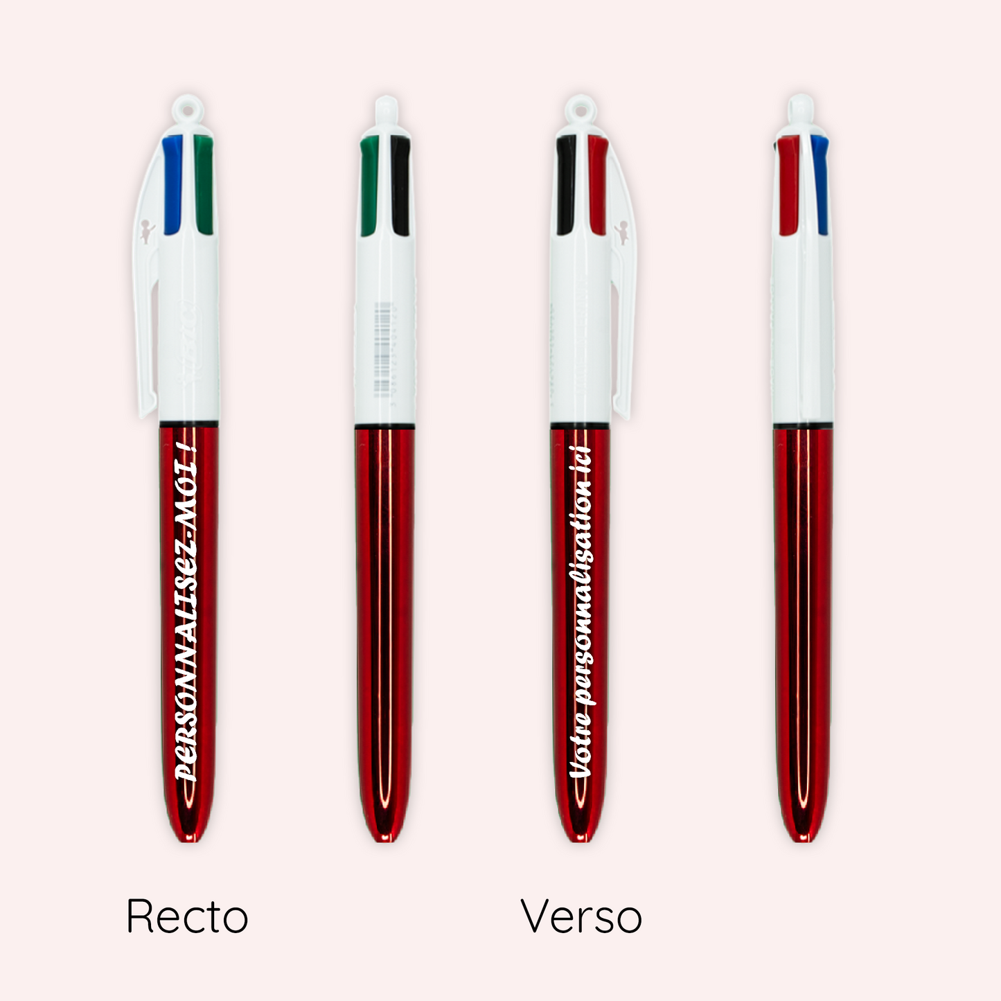 Stylo BIC 4 couleurs Shine Rouge