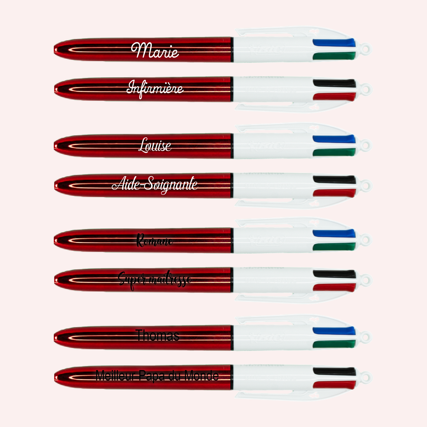Stylo BIC 4 couleurs Shine Rouge