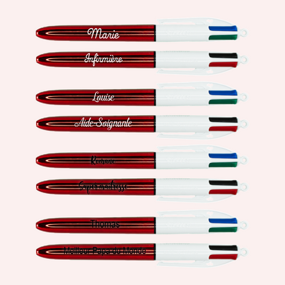 Stylo BIC 4 couleurs Shine Rouge