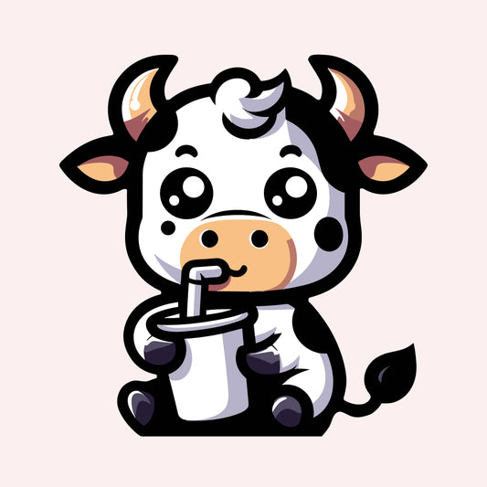Vache qui boit du lait