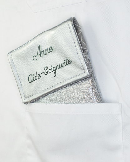 Two-tone silver flap pouch