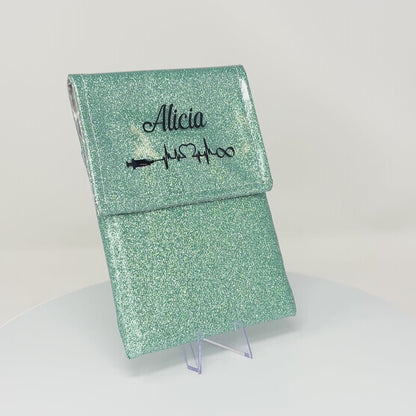 Sky blue glitter magnetic pouch