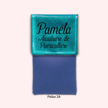 Pochette bicolore rabat Bleu Atlantique Paillette